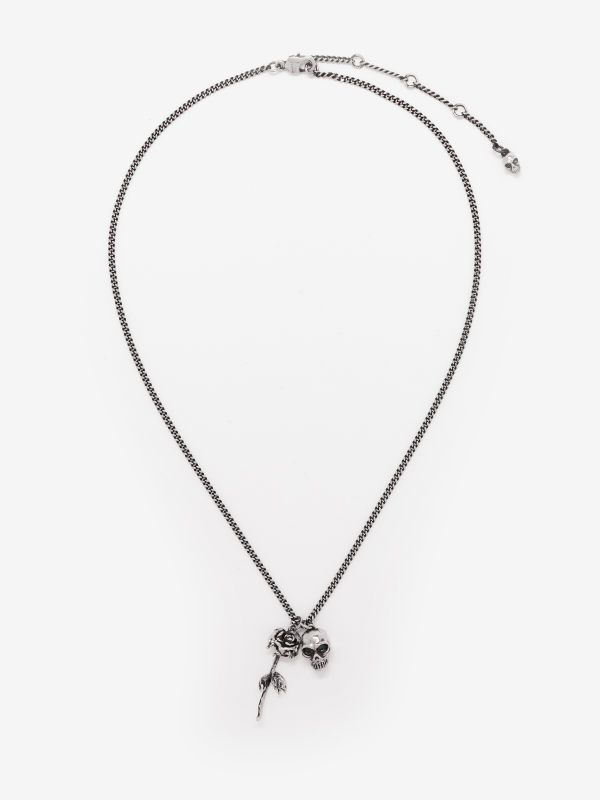 ALEXANDER MCQUEEN - Skull & Dipped Rose Necklace - Item 823325J161N0446
